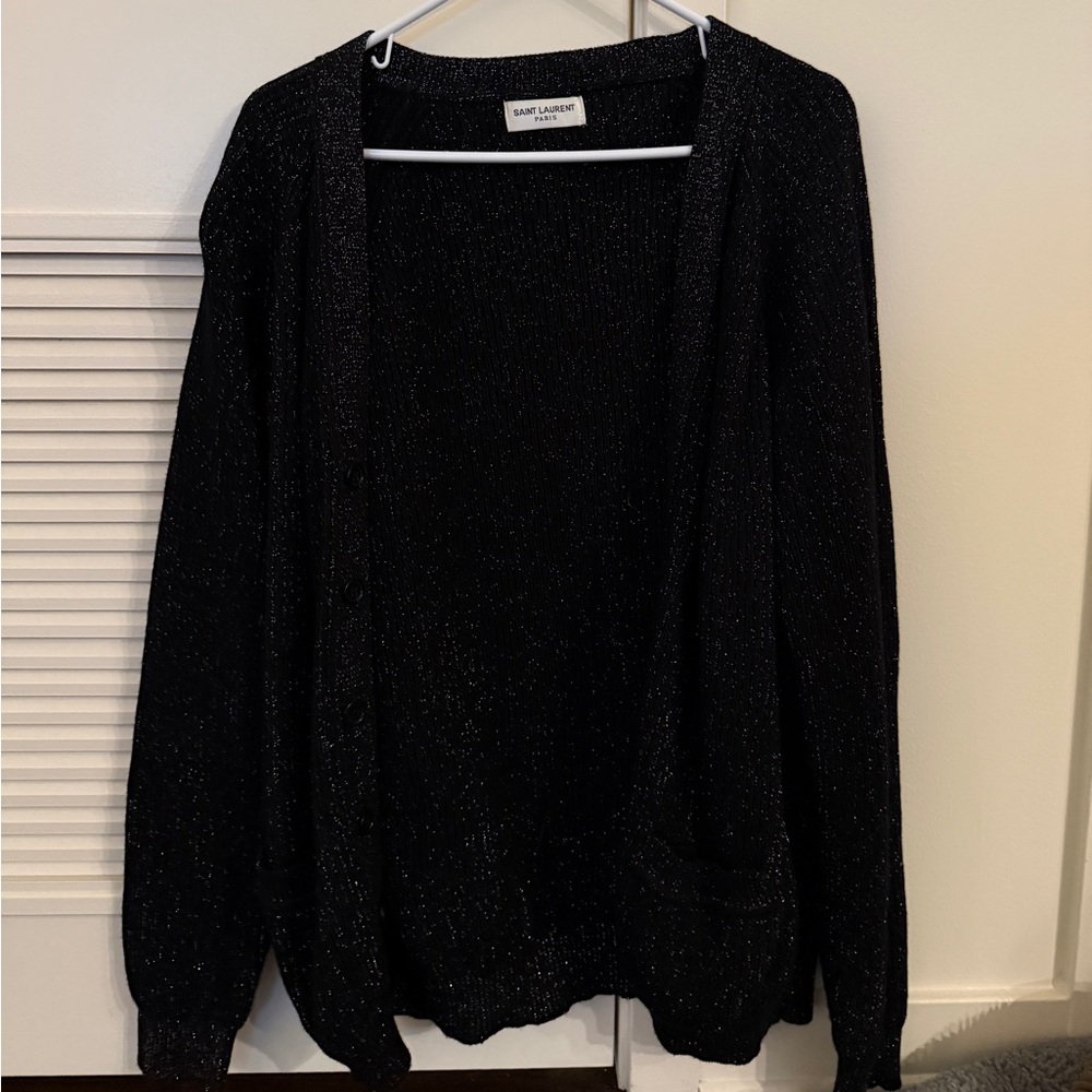 Saint Laurent Black Glitter Cardigan